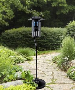 Dynatrap Smokeless Durable All Weather Whisper Quiet 1/2 Acre Coverage Flying Insect Trap with Pole Stand and Water Tray, Black 2